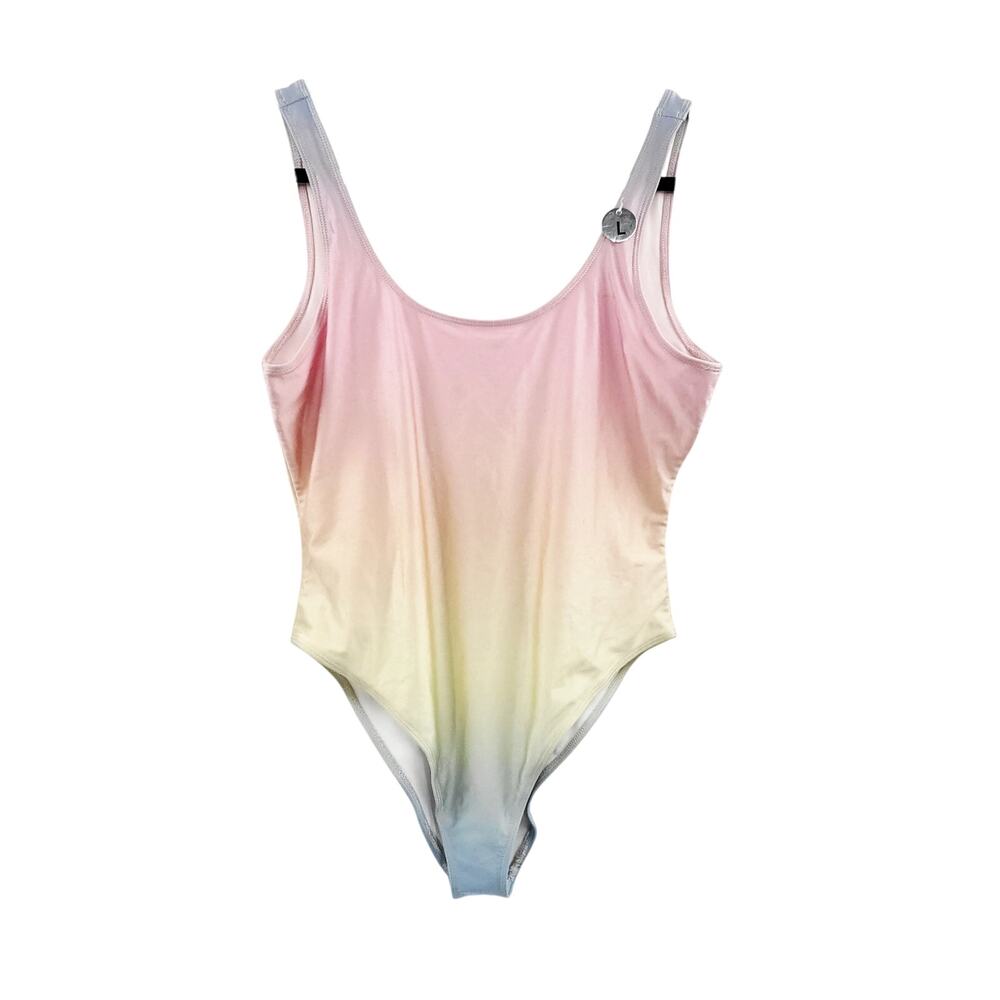 NWT Forever 21 Rainbow Ombré One Piece Swimsuit Women’s Size L Beach Swim